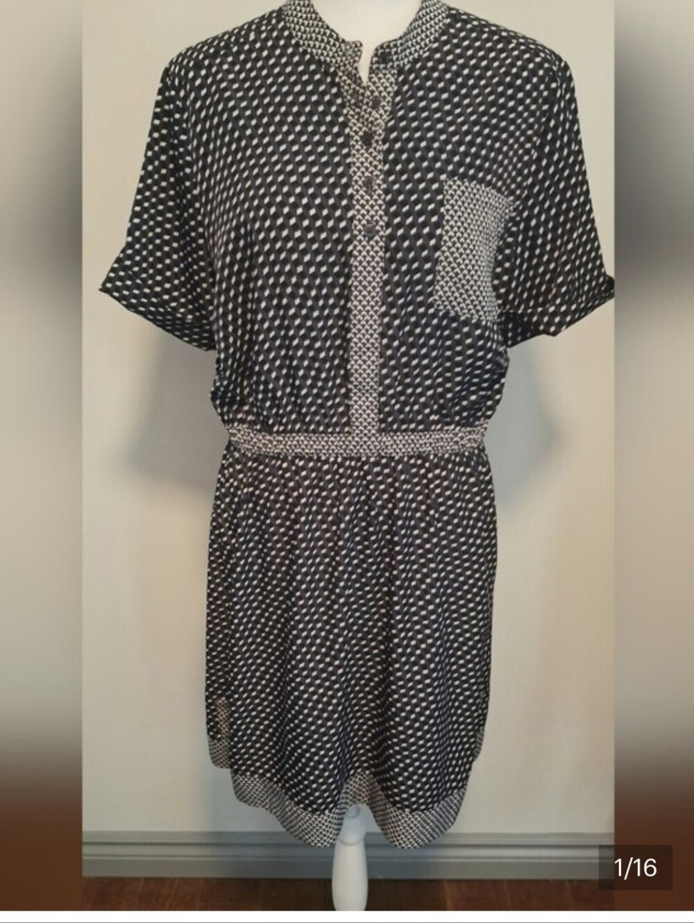 Sweet Smart Set Geometric Print  Elasticized Waist Dress. Ladies L. NWOT. - Picture 3 of 16